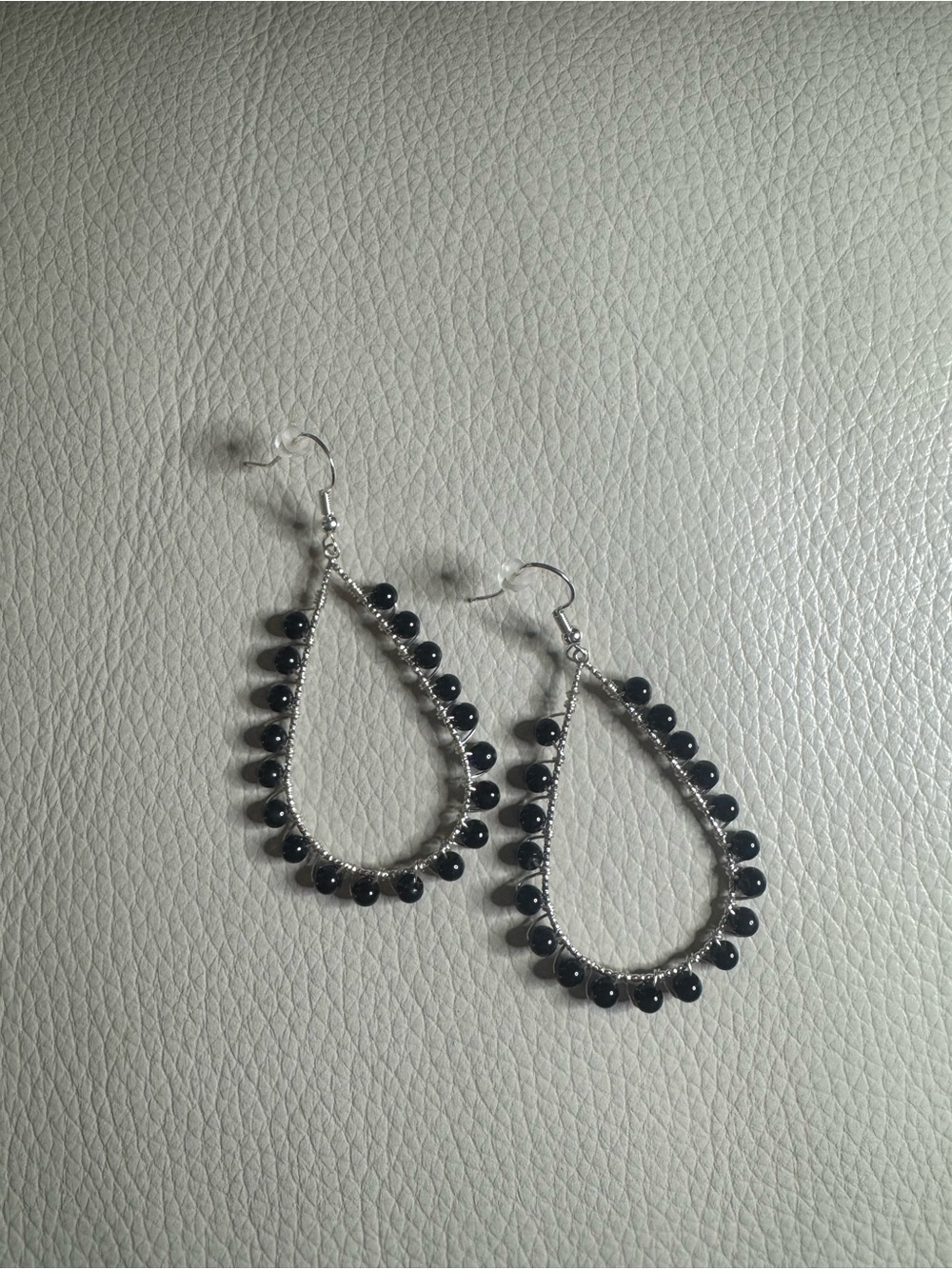 Black Beaded Teardrop Dangle Earrings - Women Jewelry